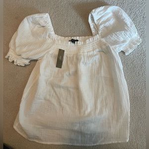 Jcrew White square neck gauze top